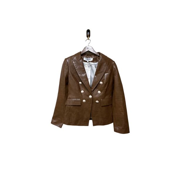 Veronica Beard Lawrence Croc Embossed Faux Leather Dickey Jacket New with Tags - Picture 5 of 8